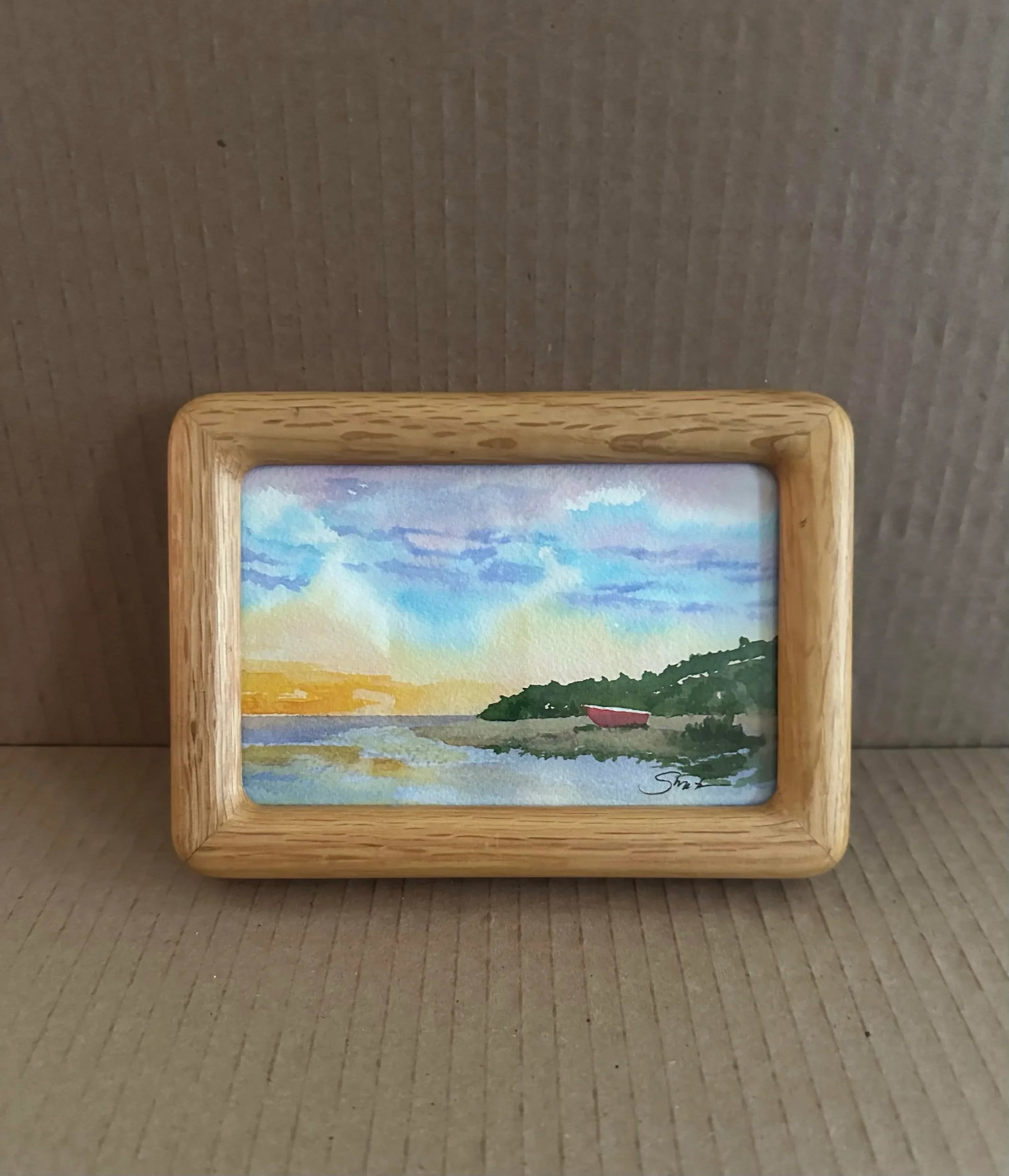 "Evening by the Shore" Framed Signed Original Watercolor Seascape by Nancy Smith - 2