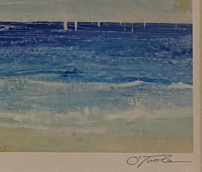 Vintage Rustic Sand, Sailboats, Wide Blue Ocean, O'Toole's Original Impressionist Print Signed & Num - 5