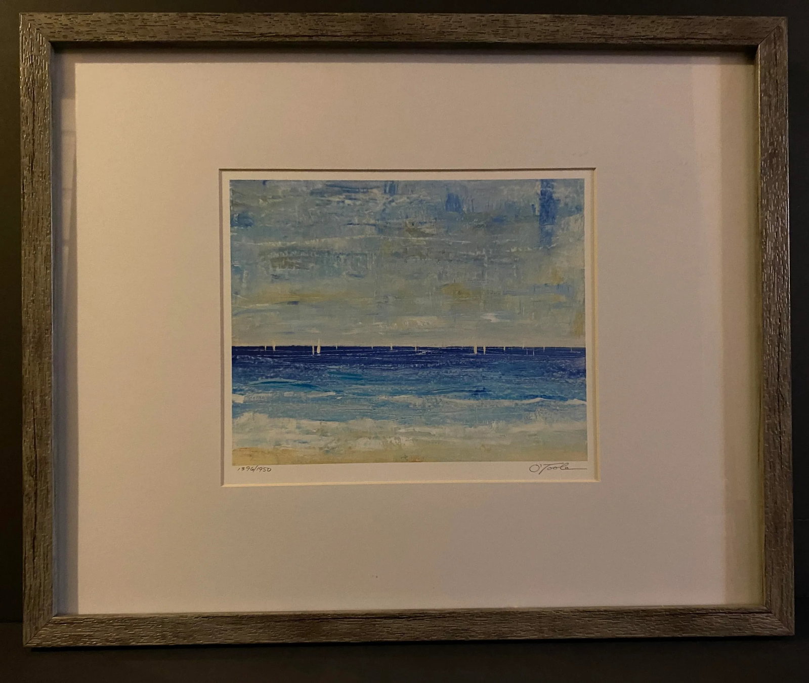 Vintage Rustic Sand, Sailboats, Wide Blue Ocean, O'Toole's Original Impressionist Print Signed & Num - 9