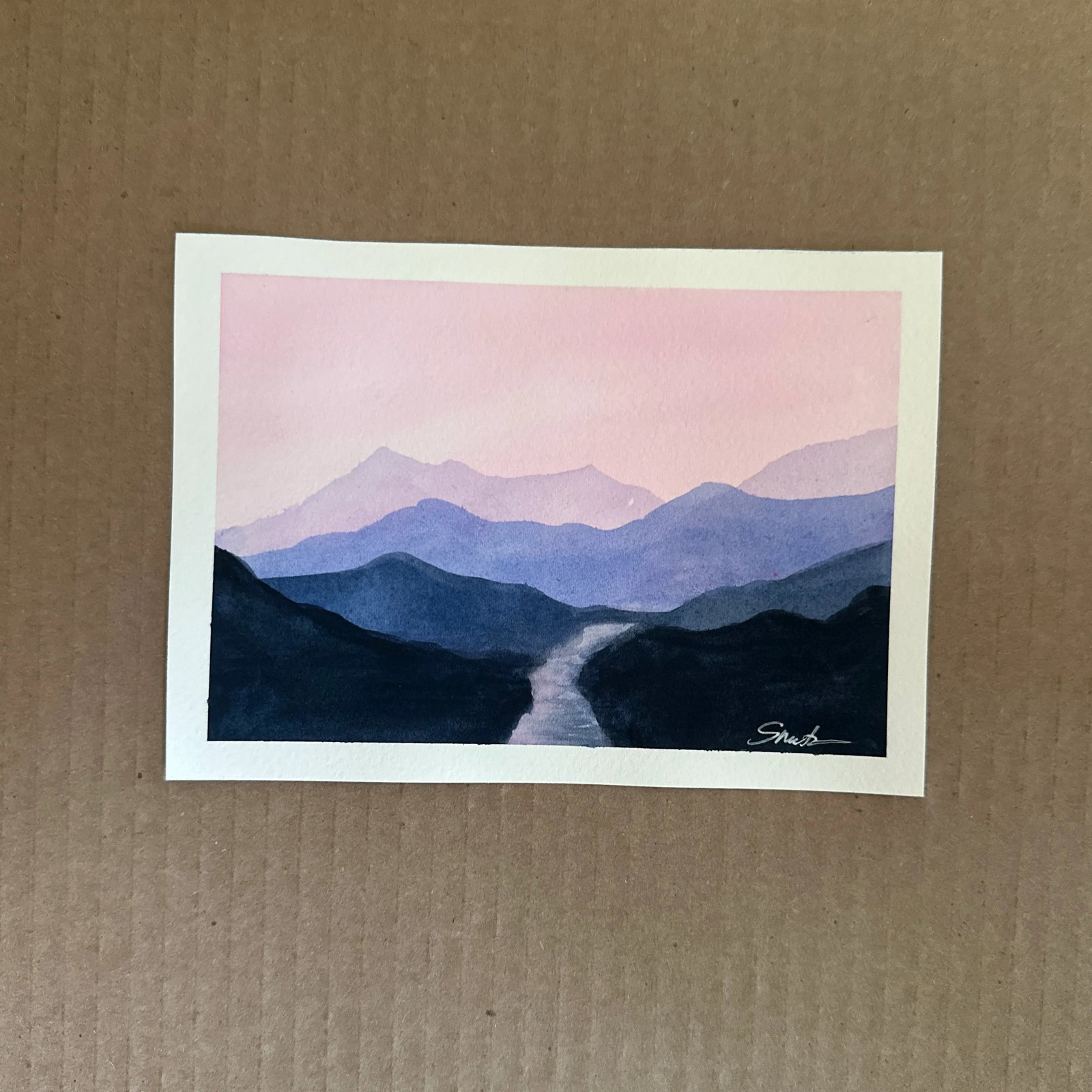 "Twilight Path" Signed Original Watercolor Landscape by Nancy Smith - 2