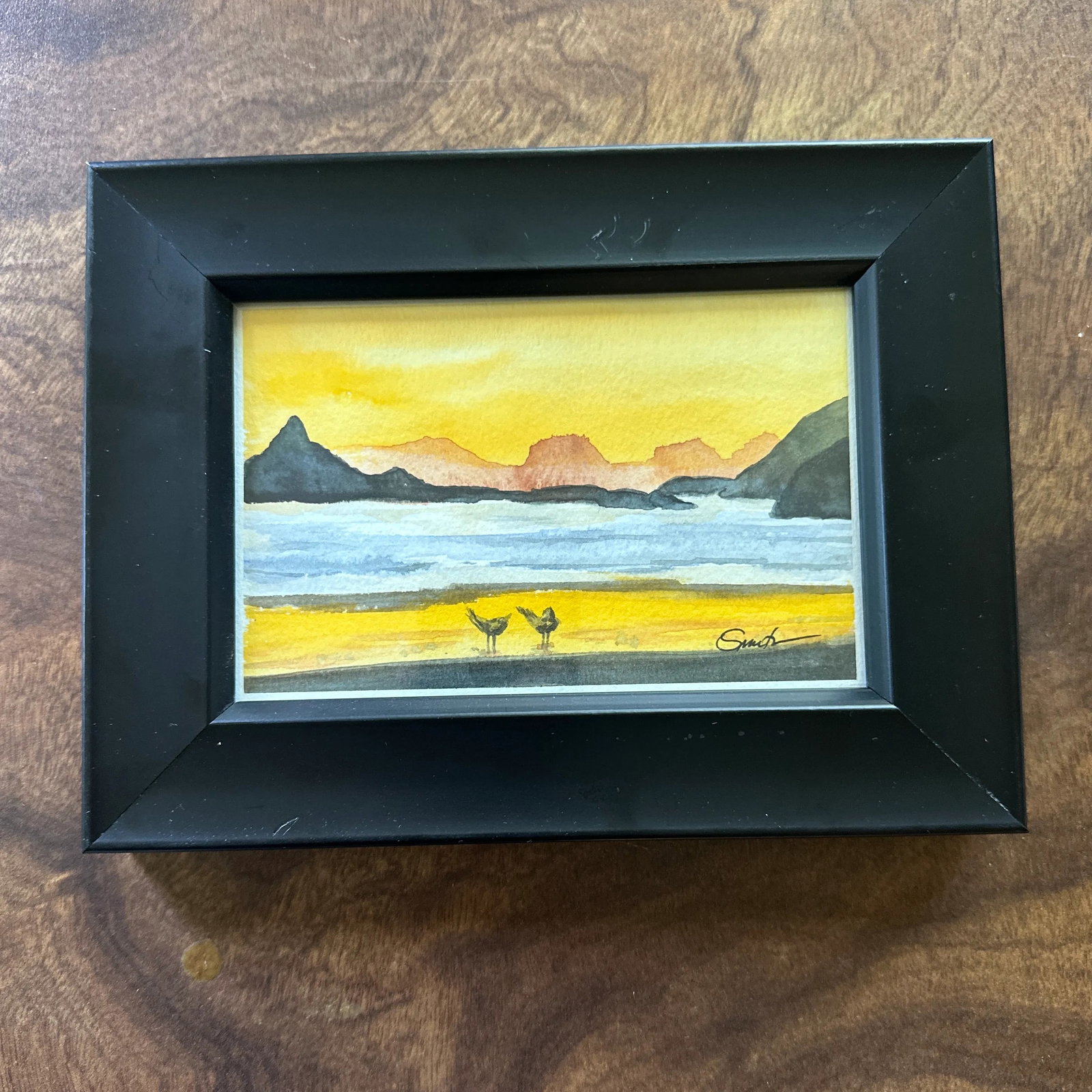 "Golden Hour Stroll" Framed Signed Original Watercolor Painting by Nancy Smith - 2