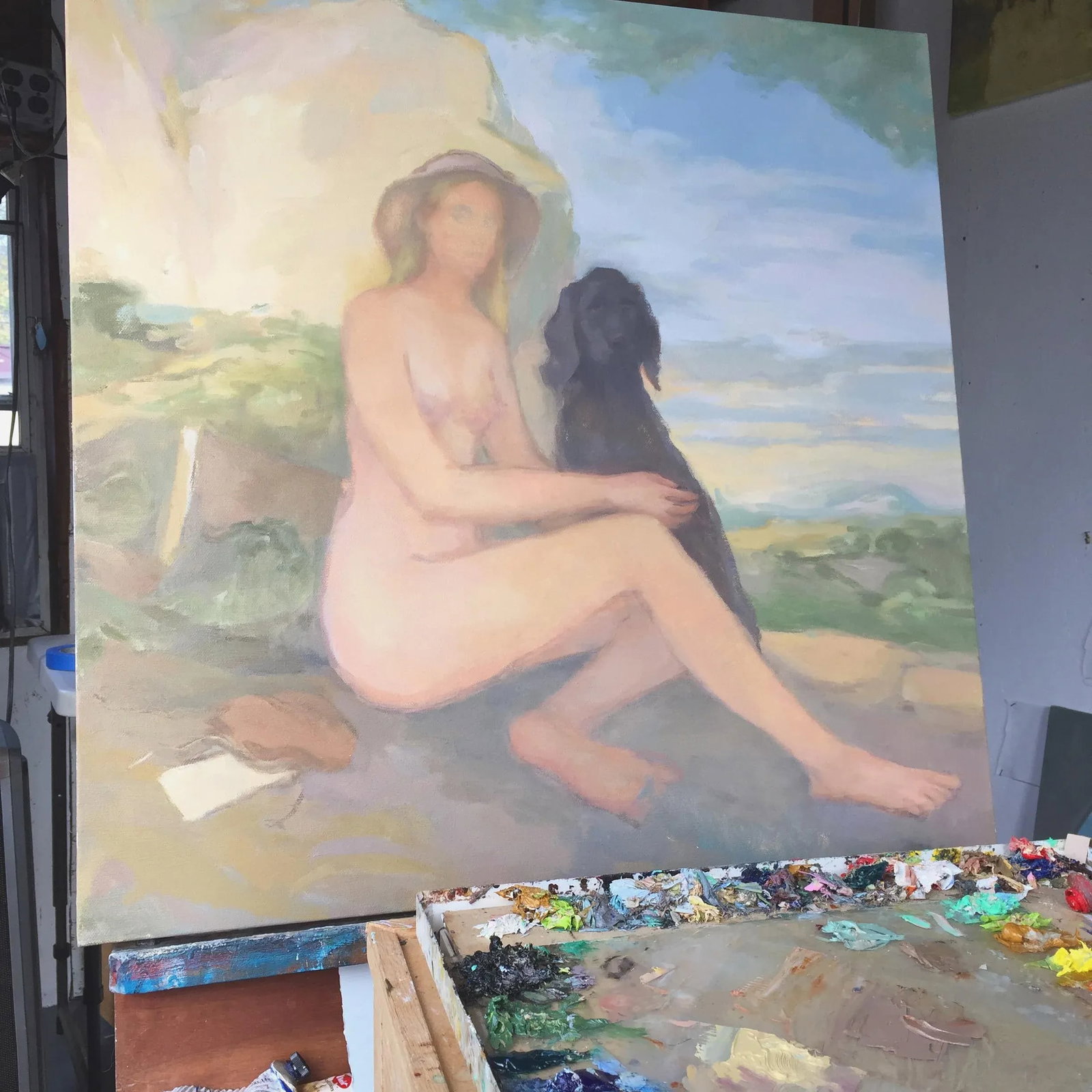 Female Nude With Black Dog Oil Painting by Michelle Farro - 10