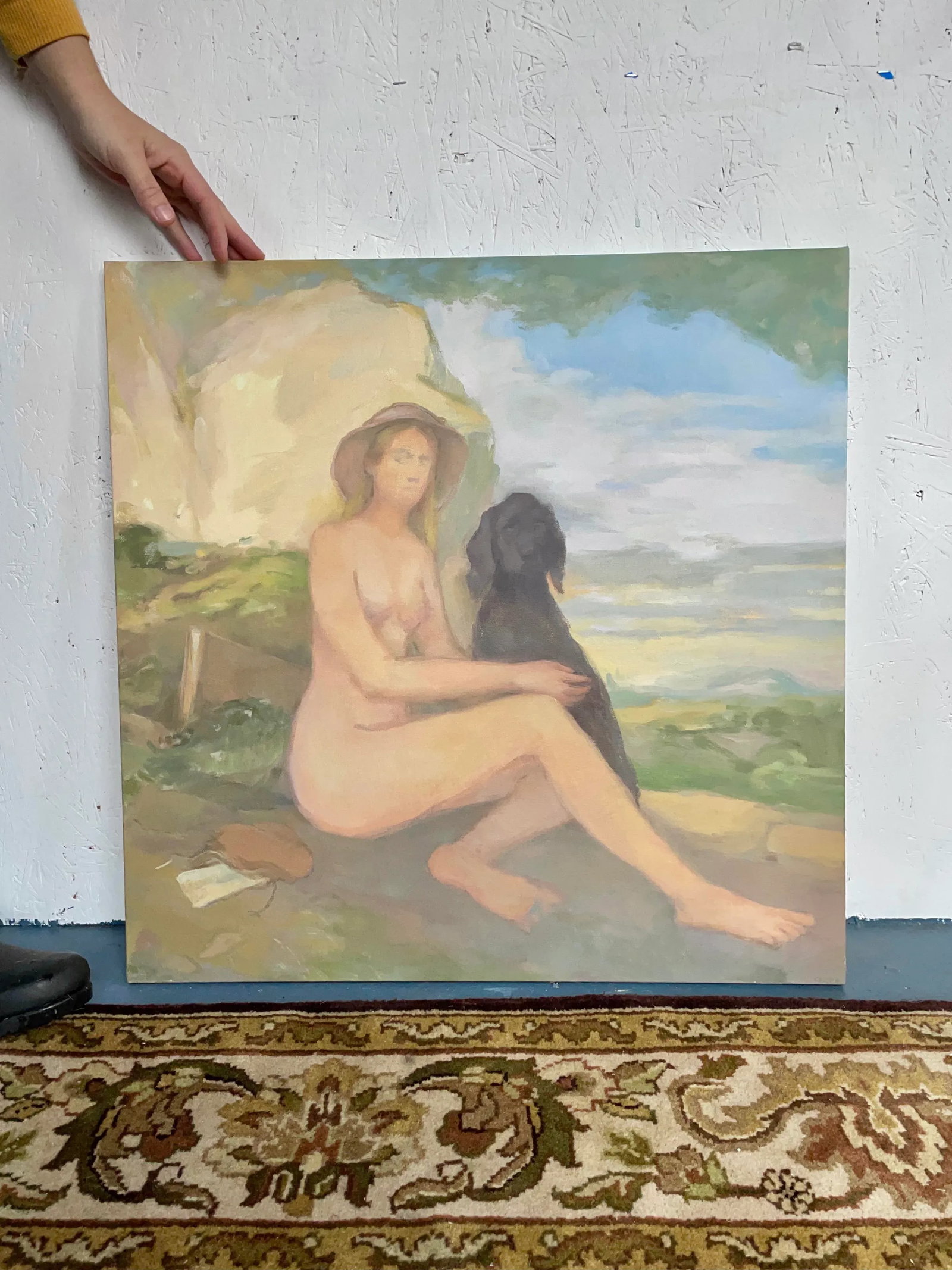 Female Nude With Black Dog Oil Painting by Michelle Farro - 11