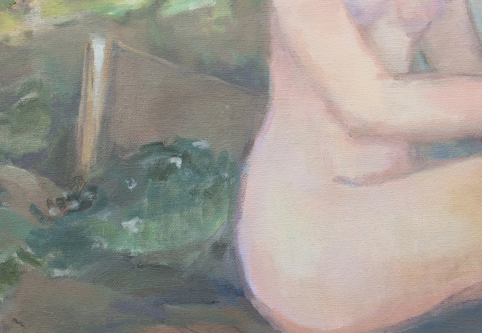 Female Nude With Black Dog Oil Painting by Michelle Farro - 5