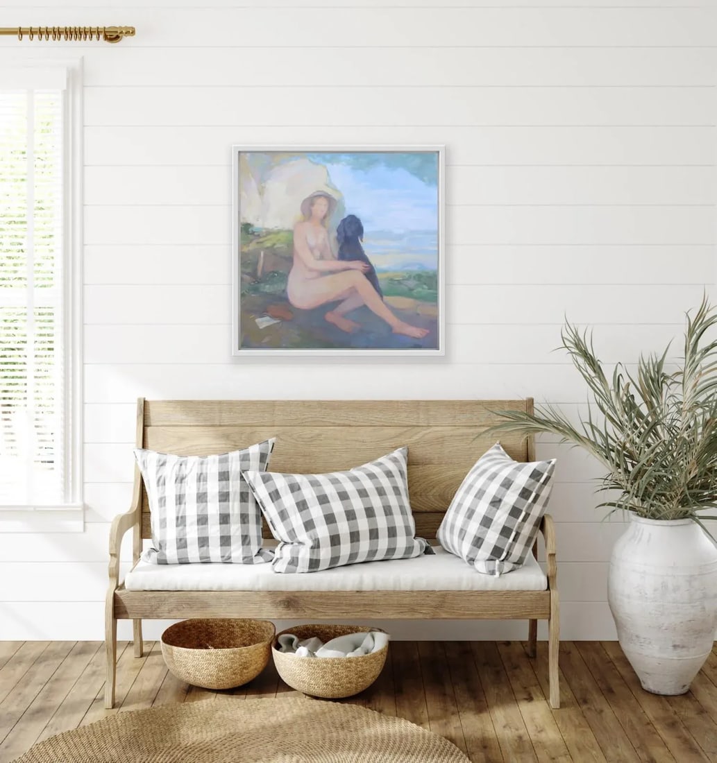 Female Nude With Black Dog Oil Painting by Michelle Farro - 9