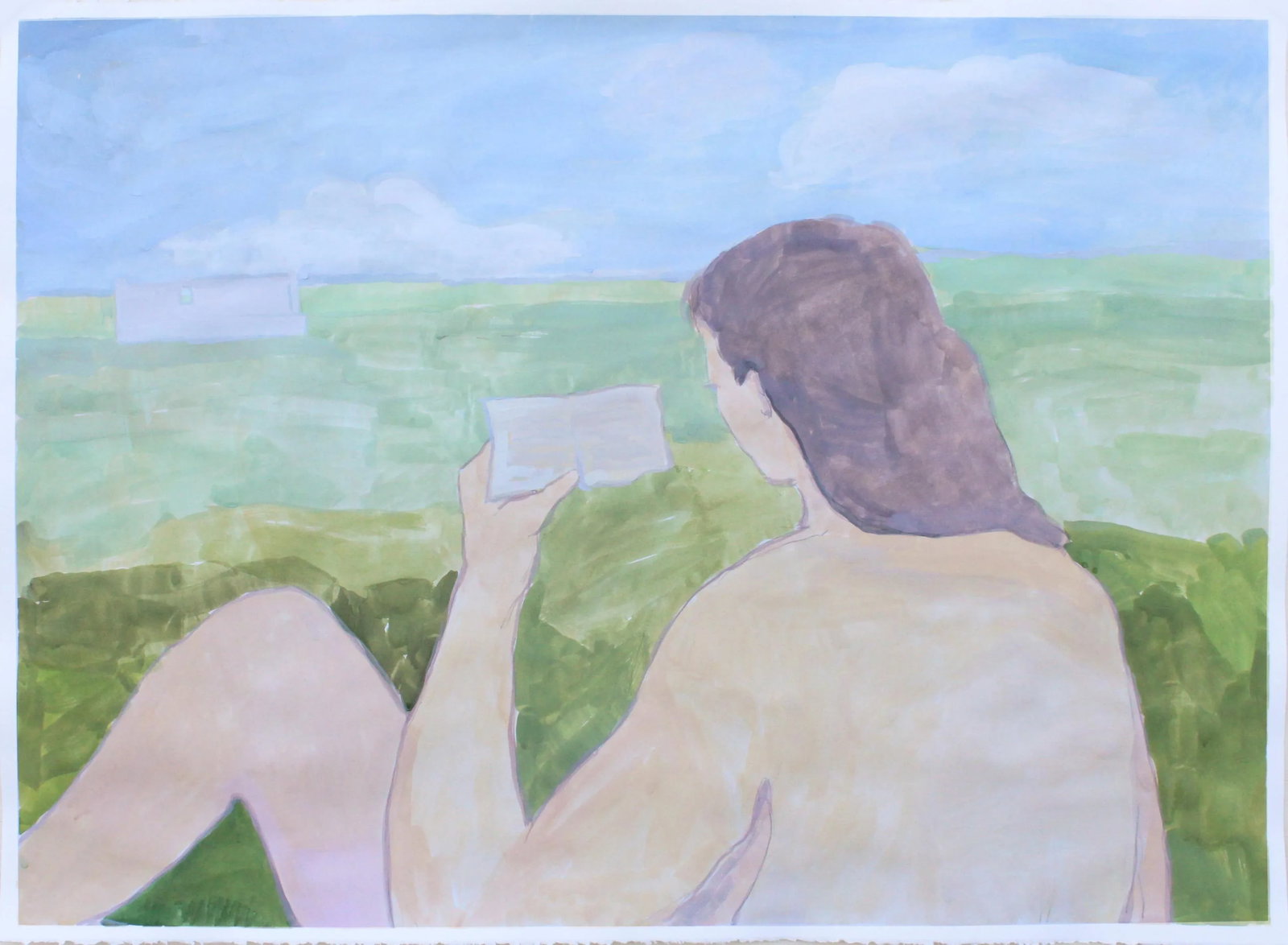 "Reading Near the Monument" Contemporary Figurative Watercolor and Gouache Painting by Michelle Farr - 10