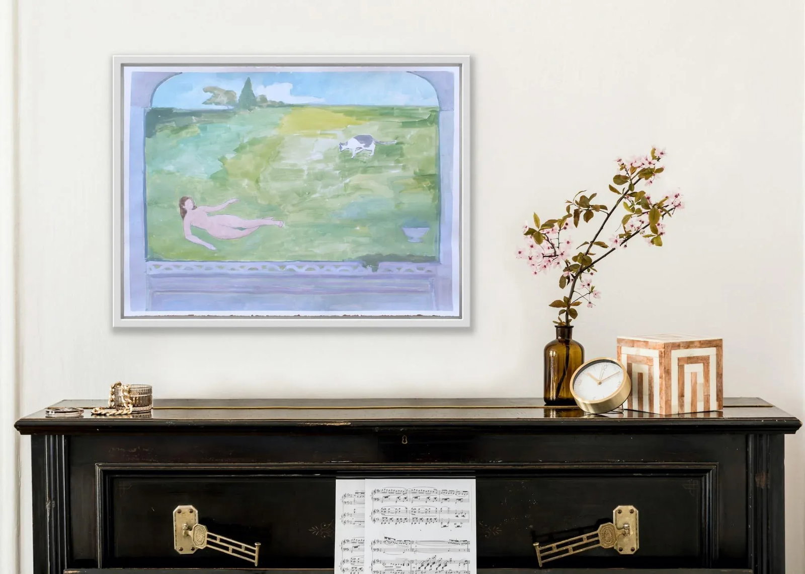 "Giardino Segreto" Contemporary Figurative Nude Watercolor and Gouache Painting by Michelle Farro - 2