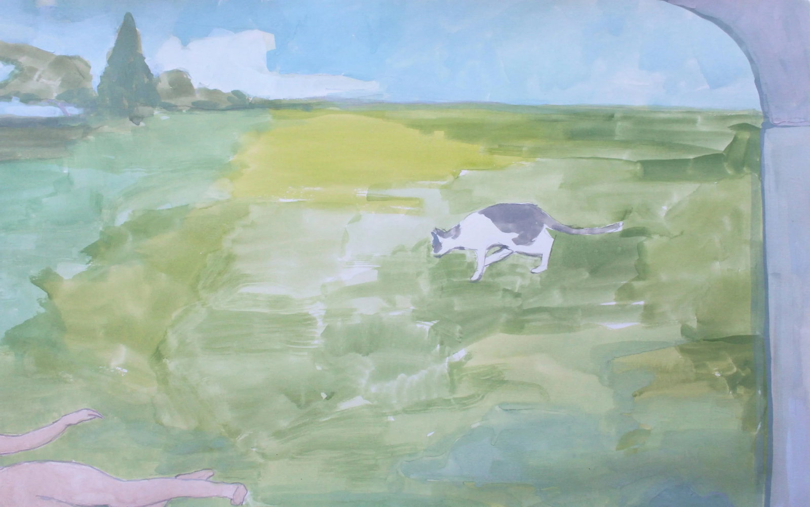 "Giardino Segreto" Contemporary Figurative Nude Watercolor and Gouache Painting by Michelle Farro - 4