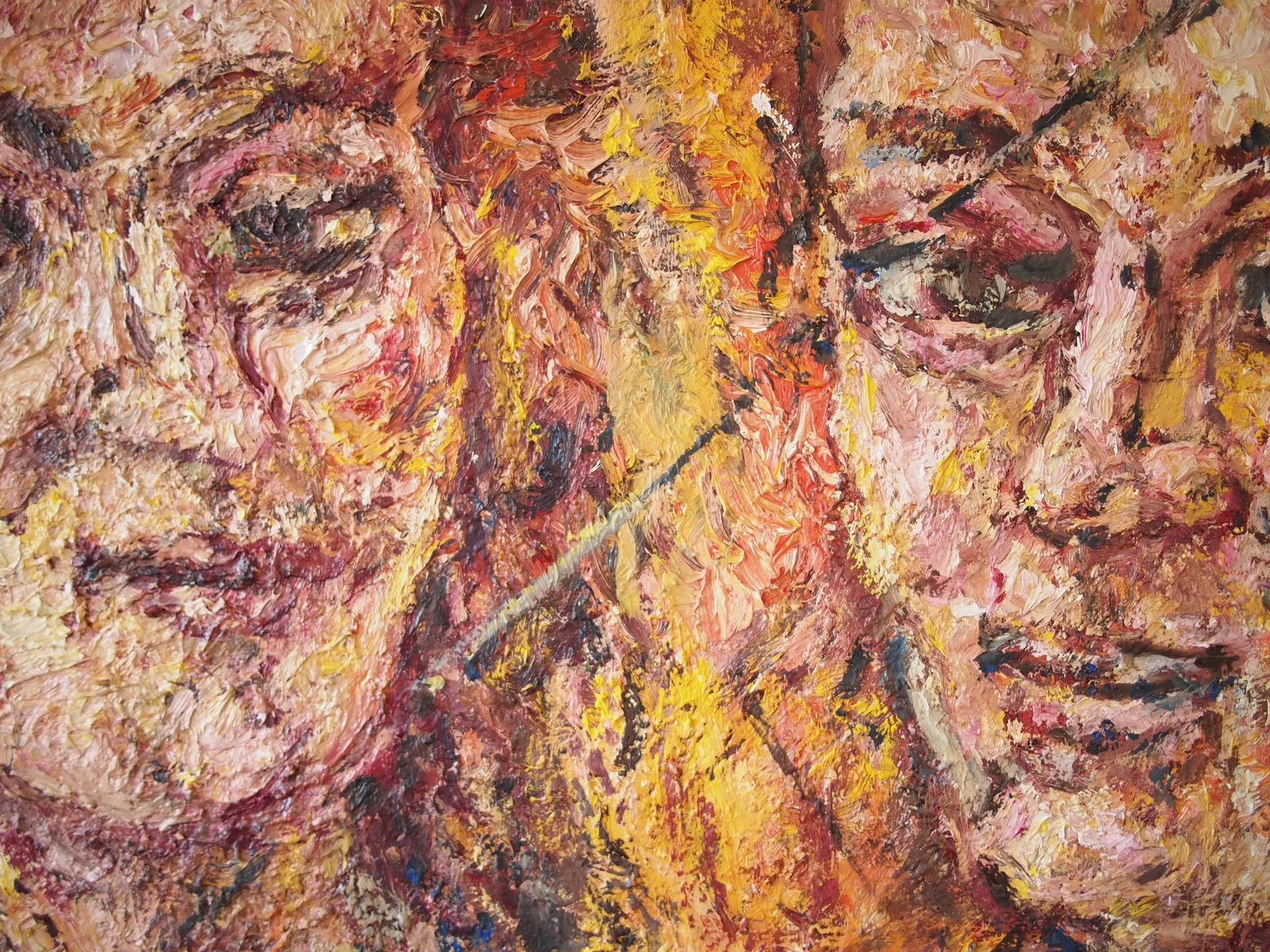 Original Expressionist Peter Passuntino Abstract Painting of Nude Woman Couple - 4