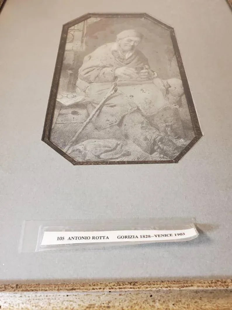 Original 19th Century Antonio Rotta Italian School Signed Drawing - 3