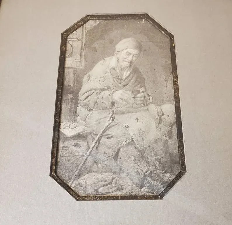 Original 19th Century Antonio Rotta Italian School Signed Drawing - 4