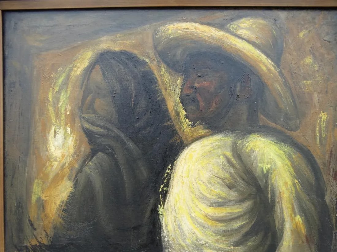 Jesus Ortiz Tajonar (1919-1990) Campesino Couple Oil on Canvas - 3