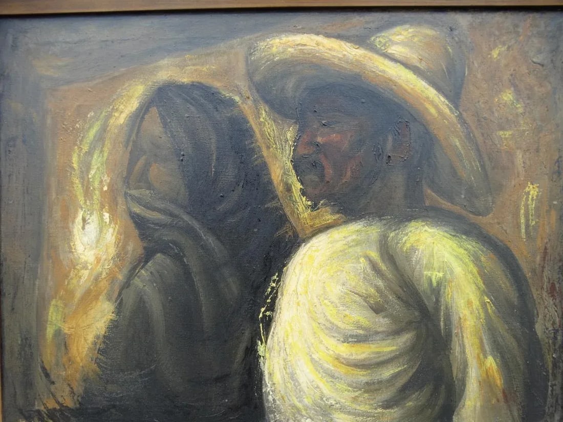 Jesus Ortiz Tajonar (1919-1990) Campesino Couple Oil on Canvas - 4
