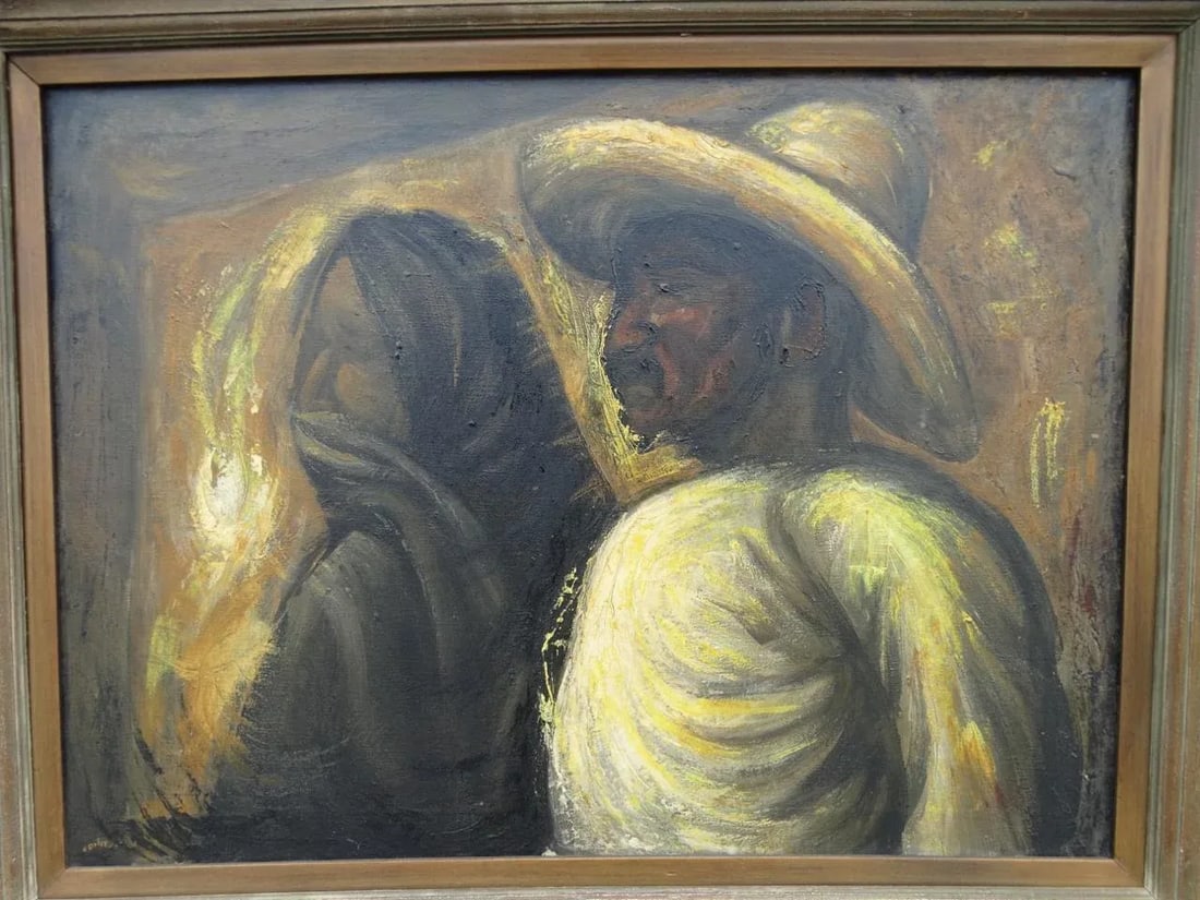 Jesus Ortiz Tajonar (1919-1990) Campesino Couple Oil on Canvas - 6