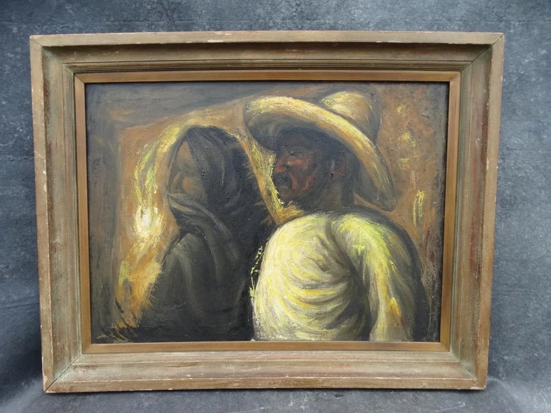 Jesus Ortiz Tajonar (1919-1990) Campesino Couple Oil on Canvas - 8