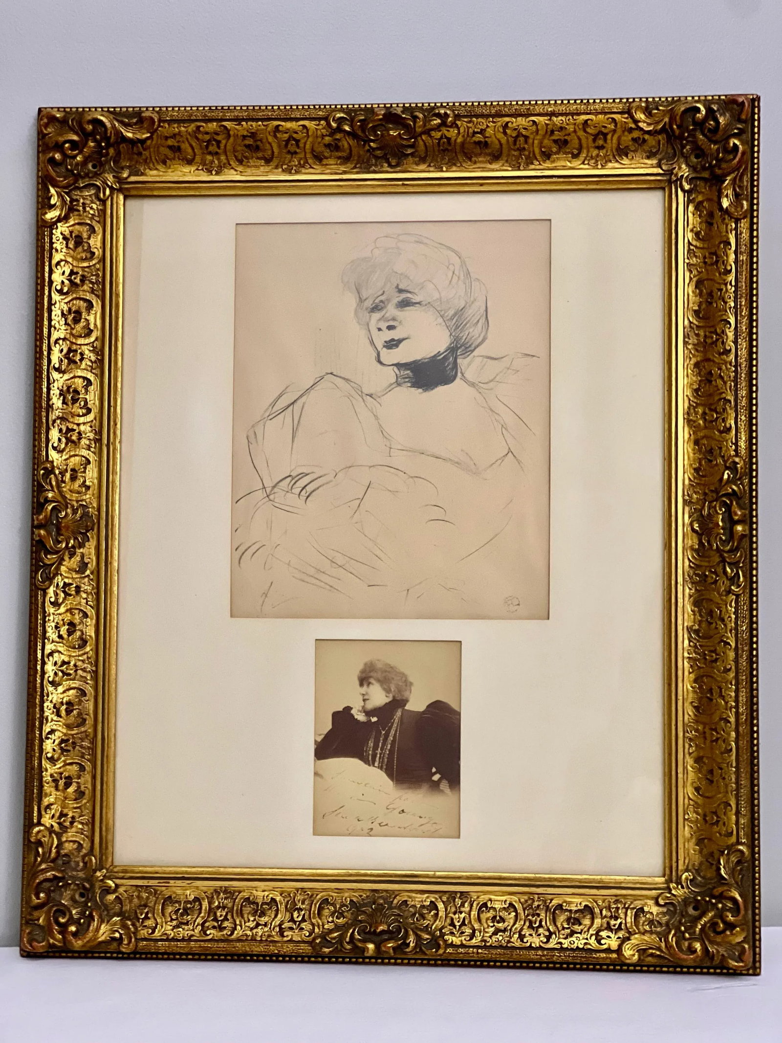 Signed Photo Sarah Bernhardt and Lithograph Marcelle Lender by Toulouse-Lautrec - 2