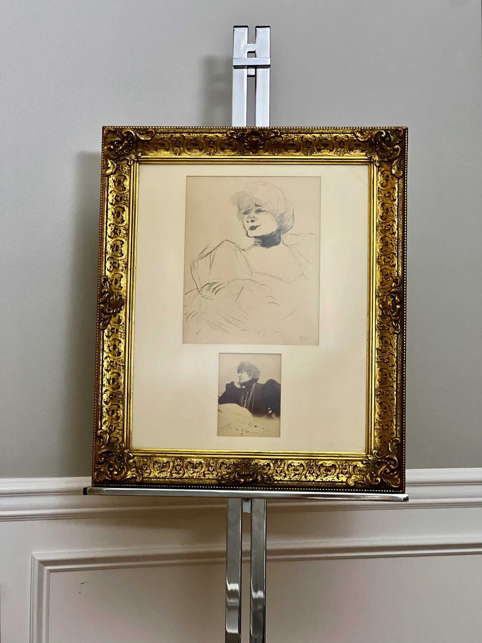 Signed Photo Sarah Bernhardt and Lithograph Marcelle Lender by Toulouse-Lautrec - 3