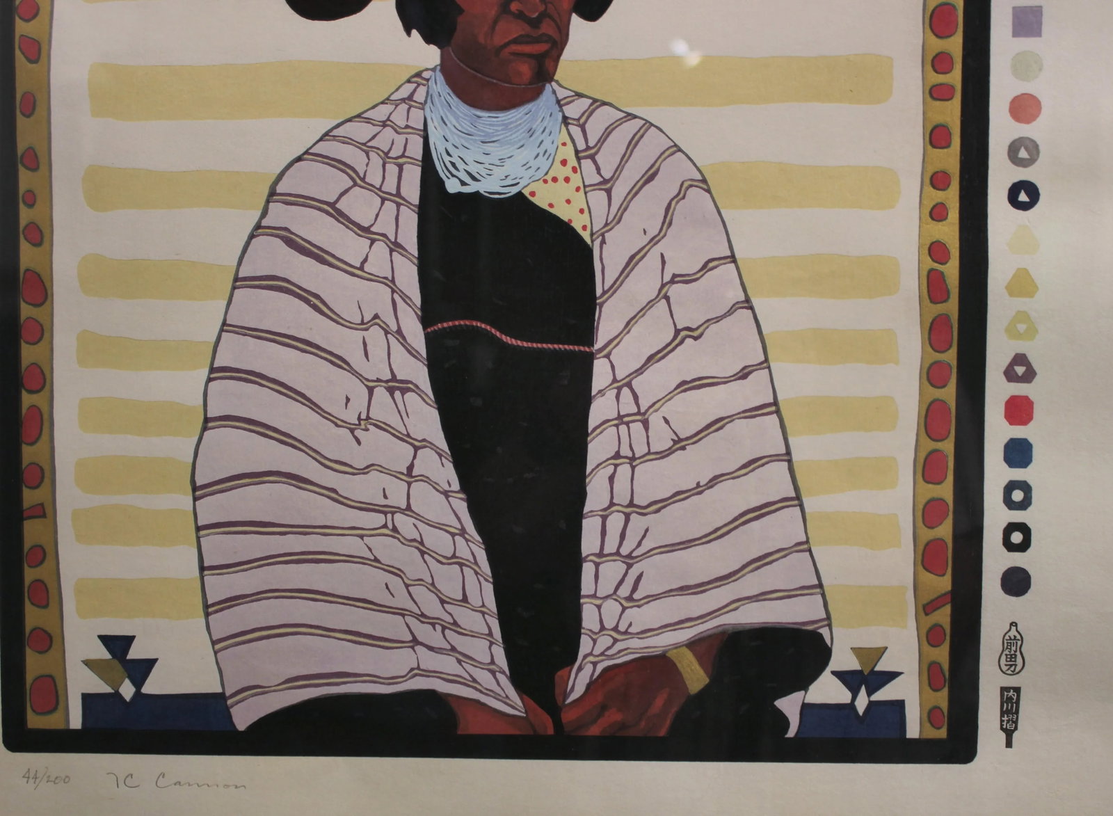 T.C. Cannon "Hopi Maiden" Print 44/200 Native American Woodcut Portrait 1973-1977 - 3