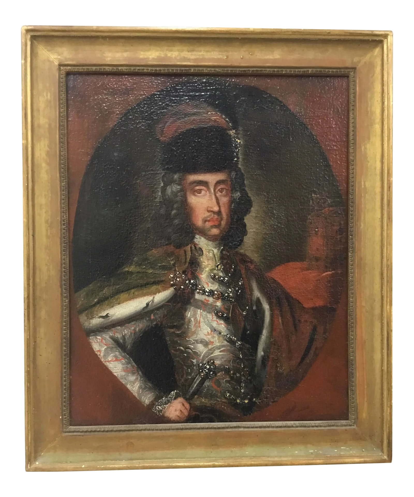 18th Century Portrait of a Spanish Nobleman: 18th century oil on canvas Spanish school portrait of a nobleman in a full court dress . Condition: Alterations: Restored Imperfections: Some Imperfections Condition Notes: Canvas is relined and
