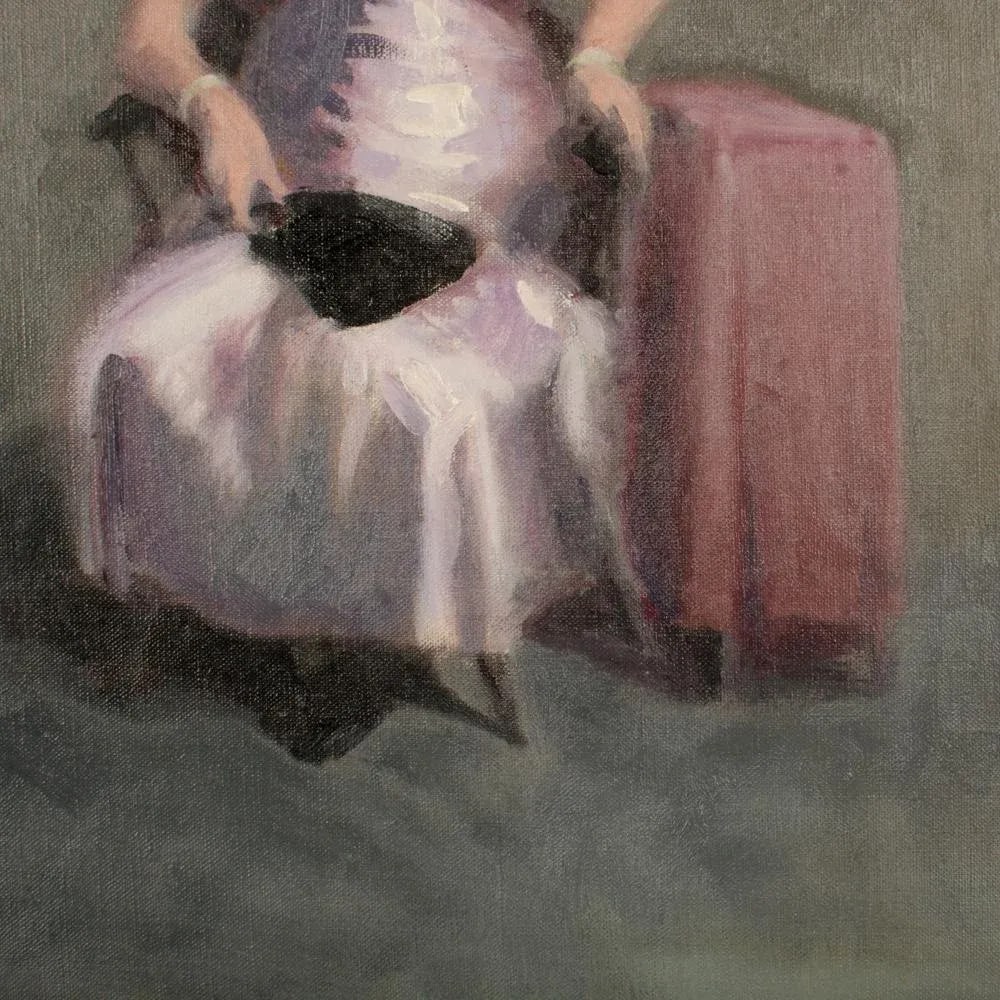 "Violet Madame" Portrait Oil Painting by A. Nichols, Mid 20th Century. - 4