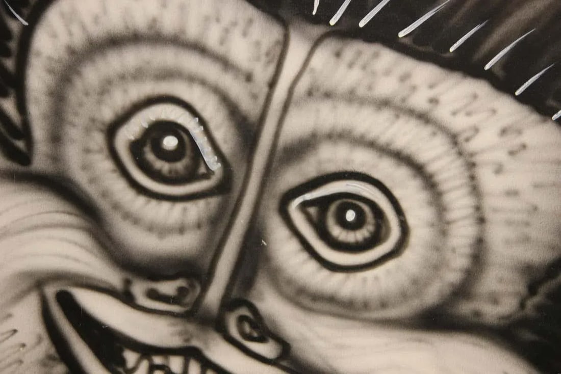 2000s "Absolut Keck" Abstract Surrealist Black and White Airbrush Painting by Howie Keck - 11