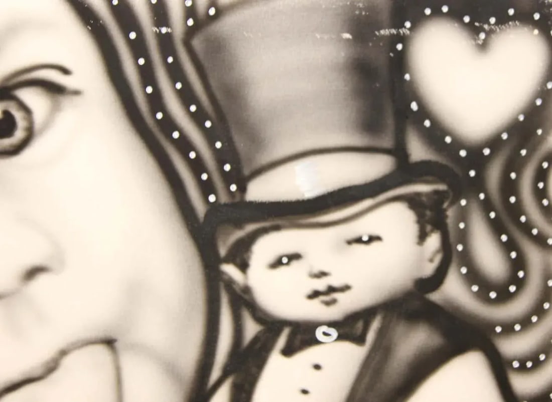 2000s "Absolut Keck" Abstract Surrealist Black and White Airbrush Painting by Howie Keck - 5