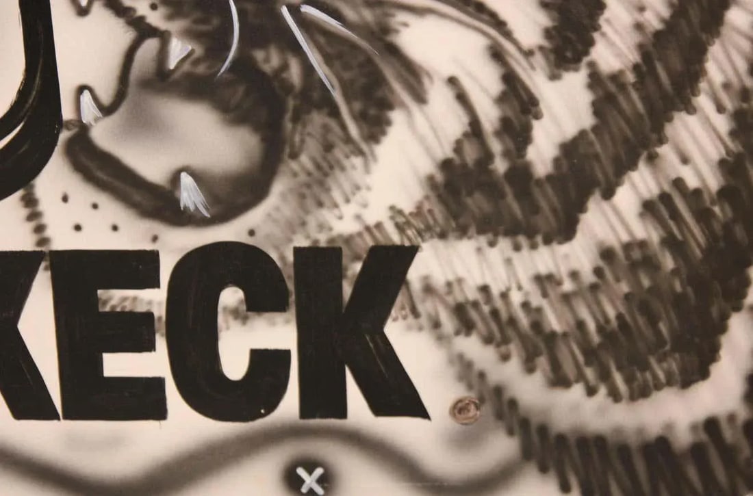 2000s "Absolut Keck" Abstract Surrealist Black and White Airbrush Painting by Howie Keck - 9