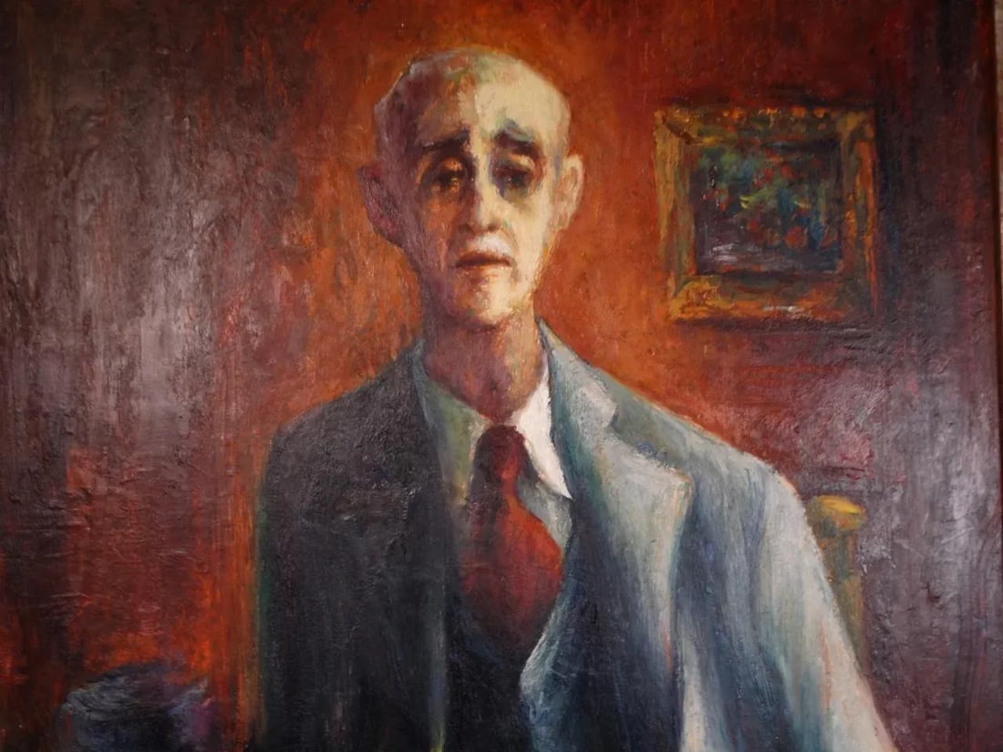 Circa 1940s "Portrait of an Old Friend" Oil Painting by Burr Singer, Framed - 3