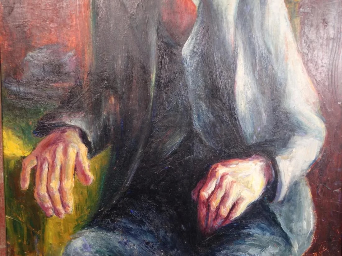 Circa 1940s "Portrait of an Old Friend" Oil Painting by Burr Singer, Framed - 4