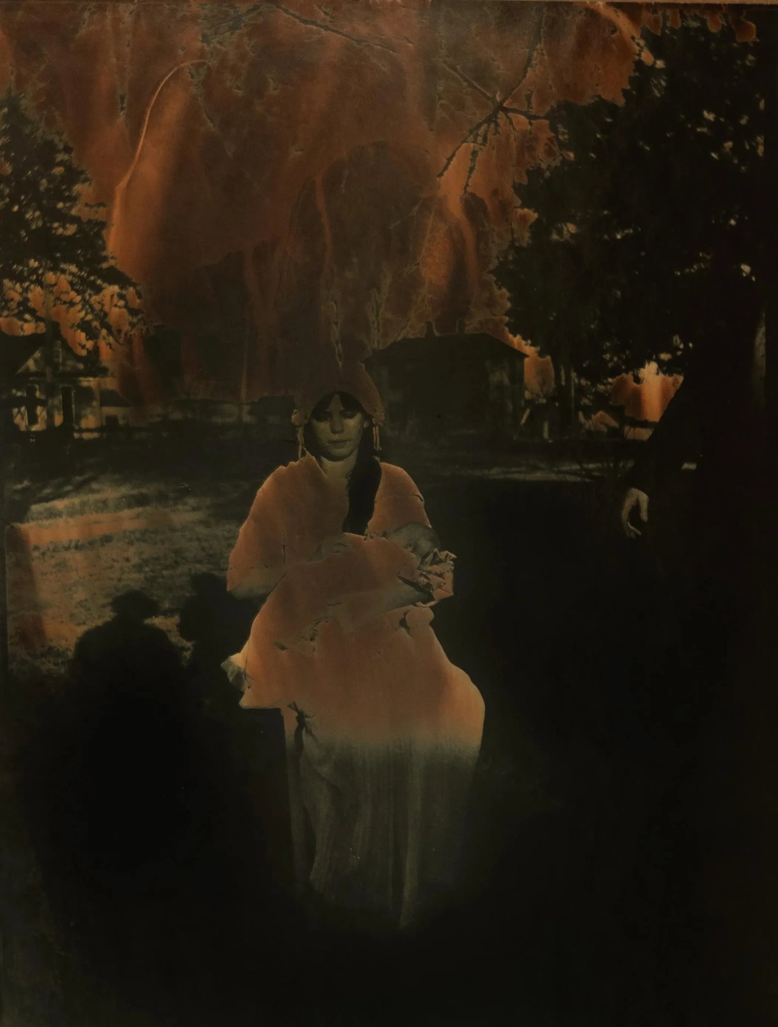 1960s Solarized Surrealist Style Photograph by Edmund Teske: This is an original Edmund Teske solarization a method he pioneered. It is signed and mounted by the artist. Teske was a contemporary of Frank Lloyd Wright whose confidence in Teske was such that he
