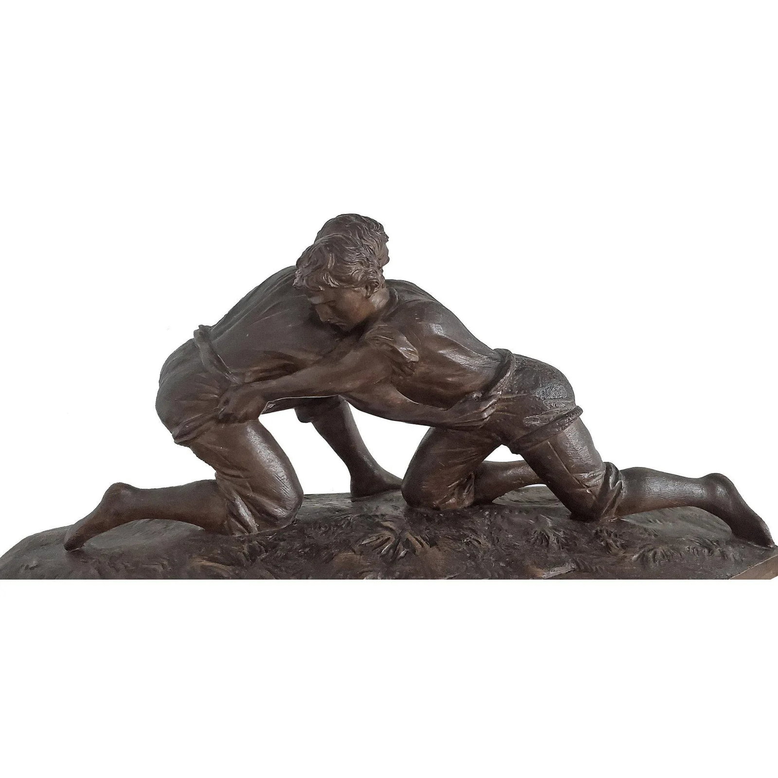 19th Century Carved Wooden Sculpture of Two Male Wrestlers - 2