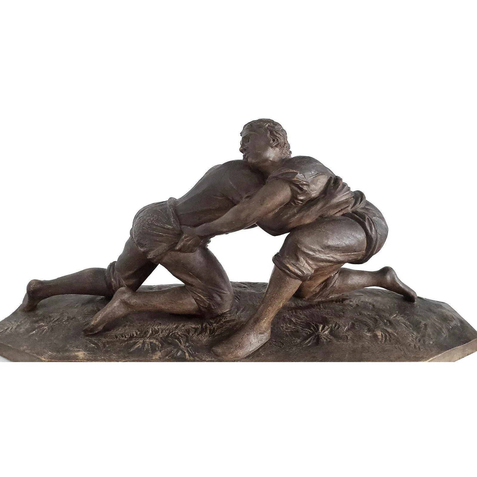 19th Century Carved Wooden Sculpture of Two Male Wrestlers - 3