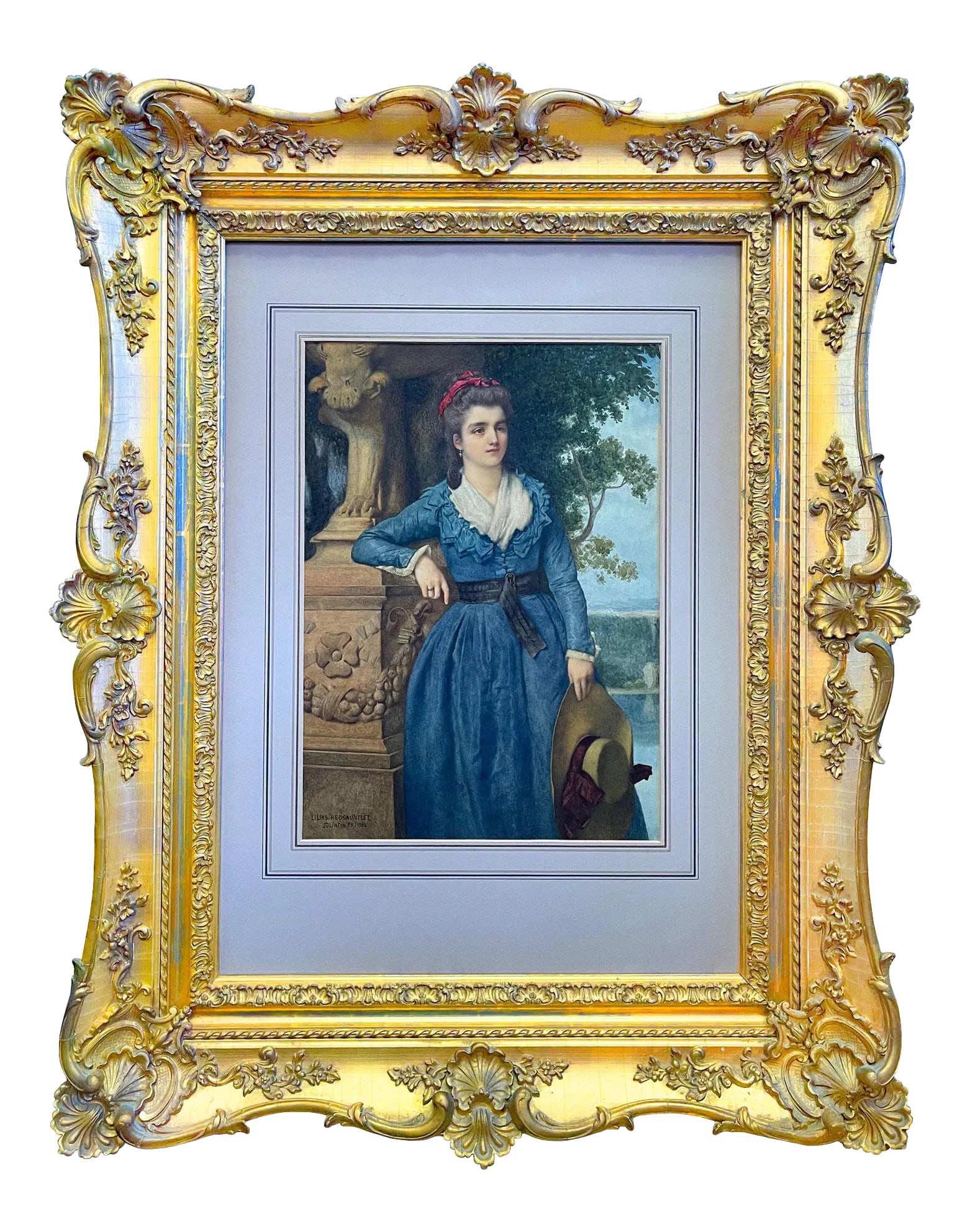Late 19th Century "Portrait of a Standing Lady" Watercolor Painting by Sir James Dromgole Linton, Fr: Sir James Dromgole Linton (British 1840-1916) Watercolor & Pastel Painting Of A Standing Lady. The Painting has been examined out of its frame. Frame 38"X27" Sight: 19"X14" Sir James Dromgole Linton
