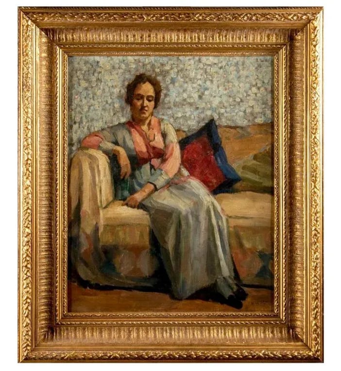 Early 20th Century Portrait Oil Painting by William McGregor Paxton, Framed - 12