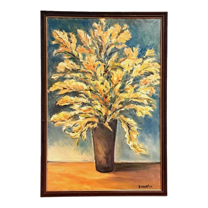 Large Oil Painting Flowers Vase Floral Still Life Original Framed by Donalee: Large Oil Painting Flowers Vase Floral Still Life Original in Frame Artist: Donalee Signed: Right lower corner Dimensions: 27 x 39 Donalee is an artist living Santa Fe New Mexico. She paints