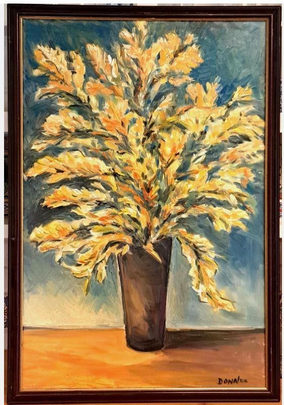 Large Oil Painting Flowers Vase Floral Still Life Original Framed by Donalee - 3