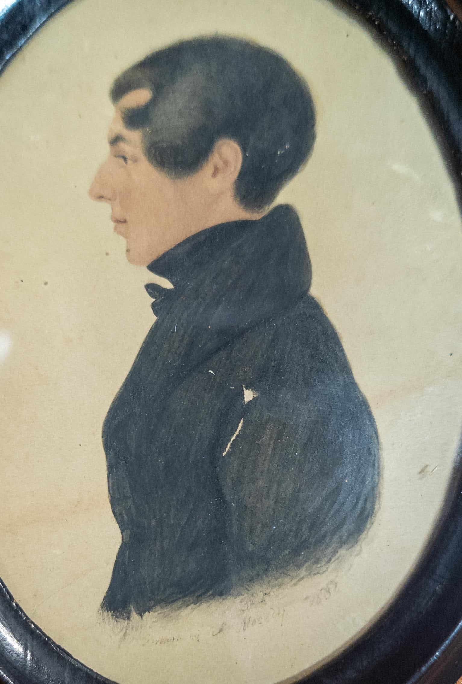 19th Century Miniature Folk Art Portrait of a Young Gentleman Dated 1831 - 3