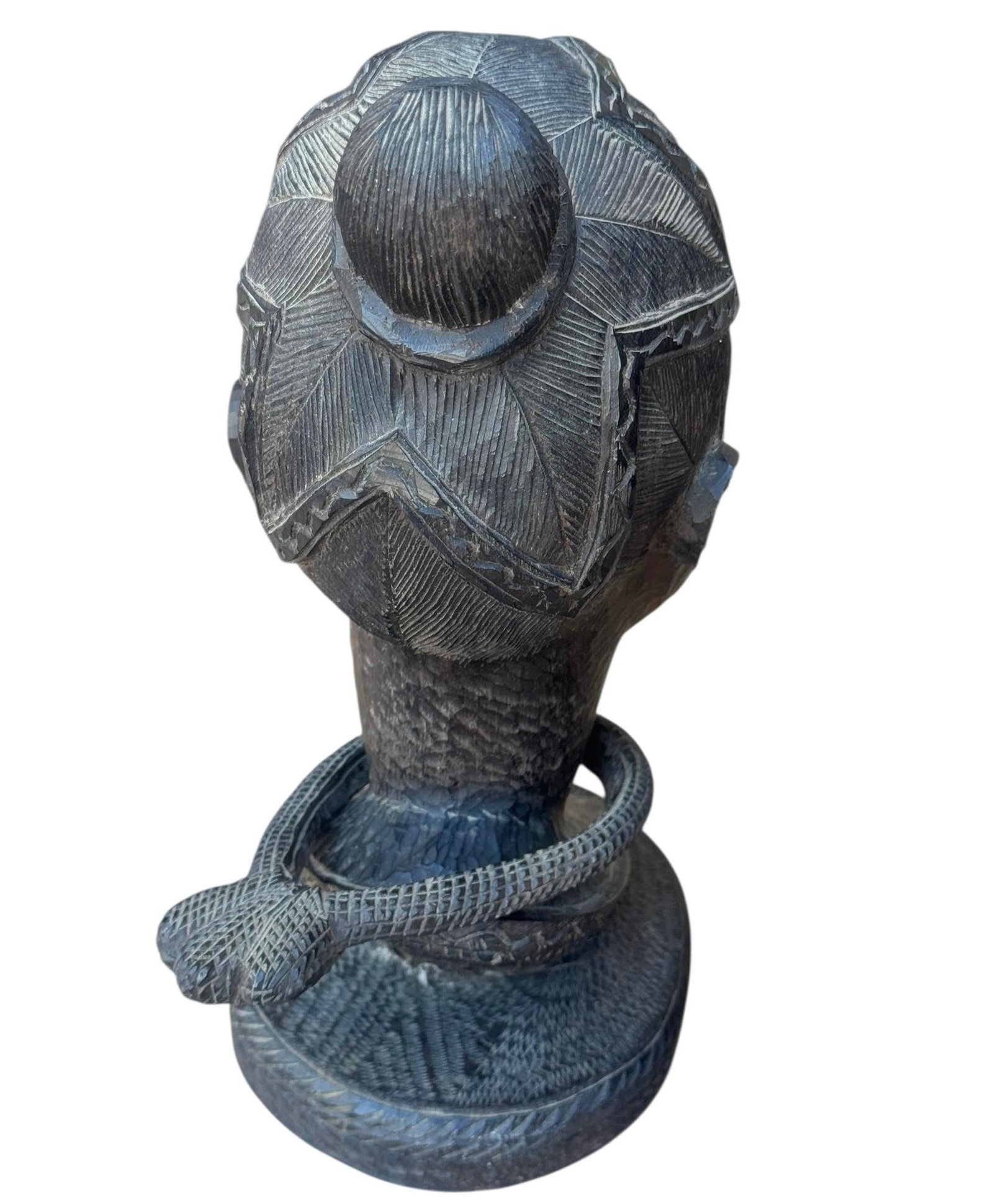 Pair of Mid 20th Century Male & Female Nigerian Busts Hand Carved in Ebony Wood - 10