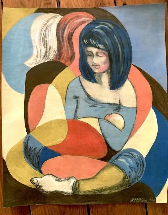 "Mother & Child" Contemporary Figurative Abstract Acrylic Painting - 2