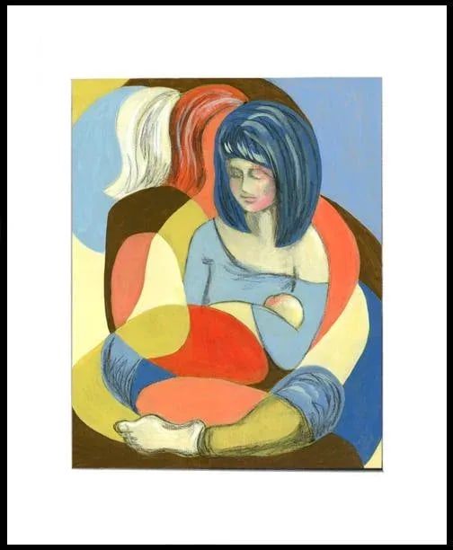 "Mother & Child" Contemporary Figurative Abstract Acrylic Painting - 3