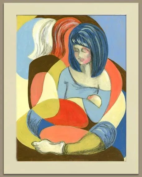 "Mother & Child" Contemporary Figurative Abstract Acrylic Painting - 4