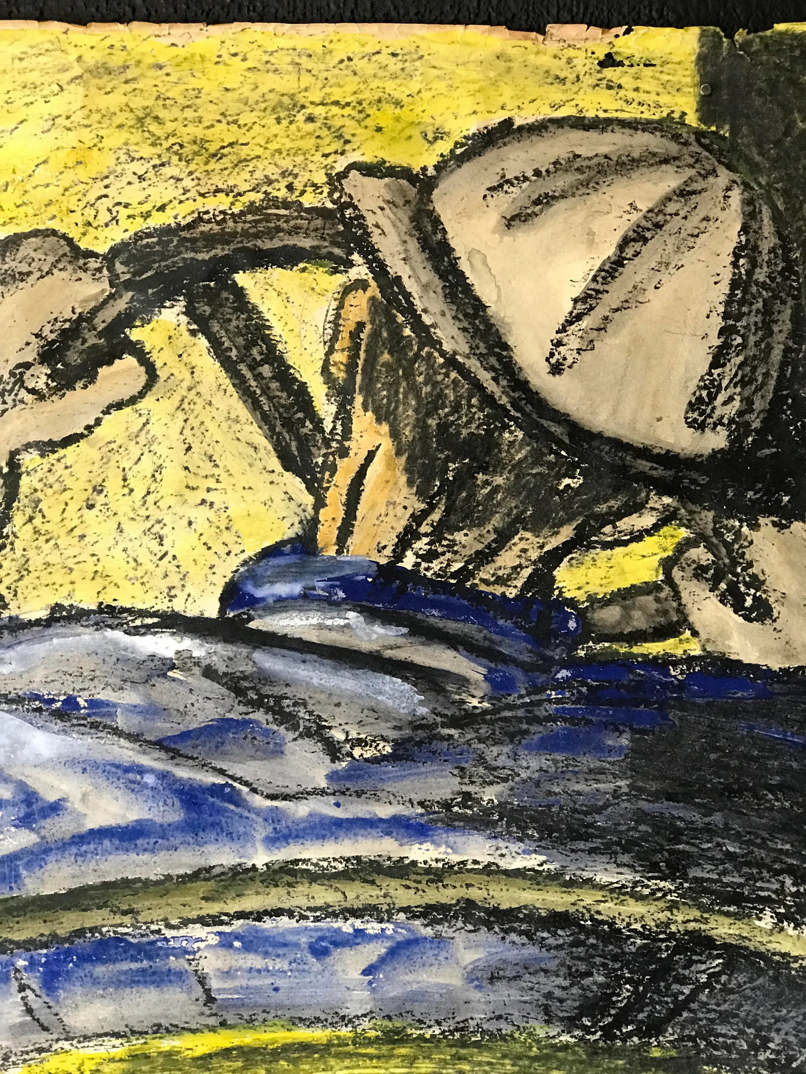 Mid Century "Driver With Hard Hat" Gouache and Oil Pastel Figurative 1960s Sf - 3