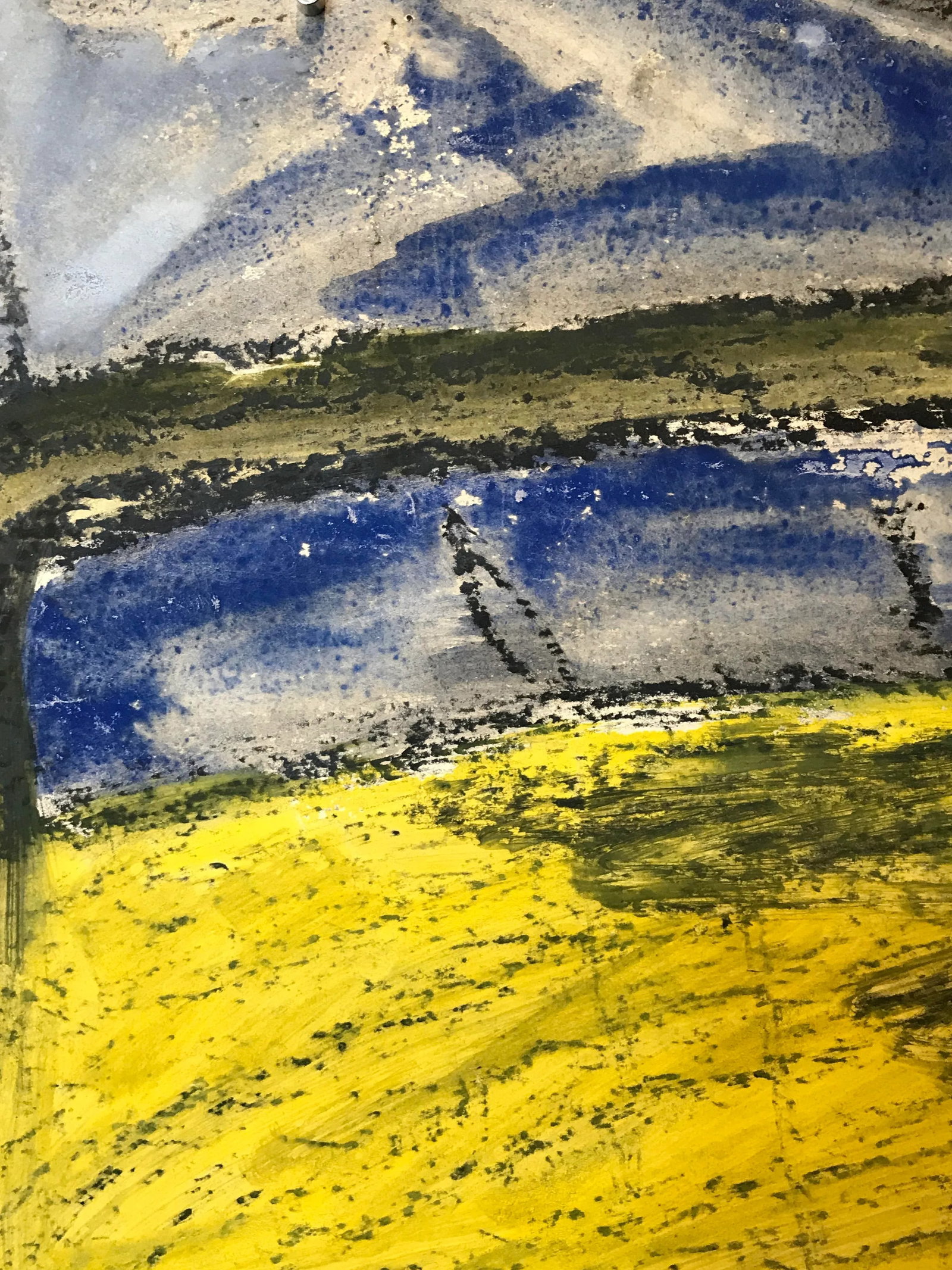Mid Century "Driver With Hard Hat" Gouache and Oil Pastel Figurative 1960s Sf - 5