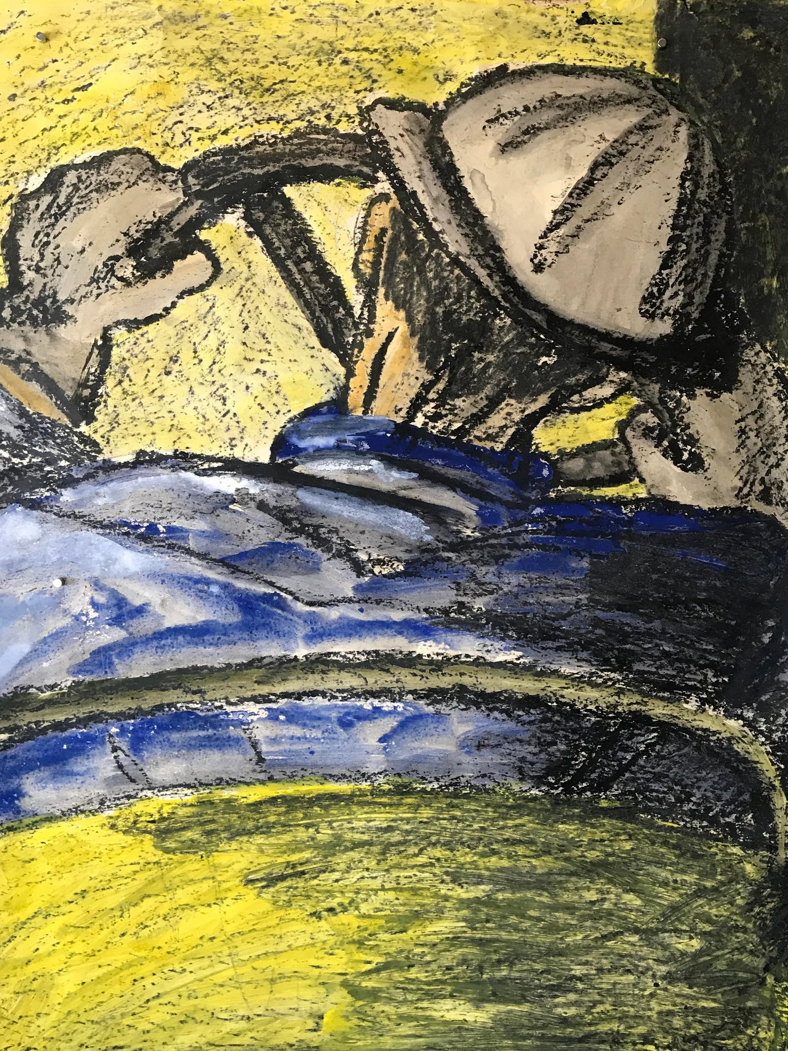 Mid Century "Driver With Hard Hat" Gouache and Oil Pastel Figurative 1960s Sf - 6