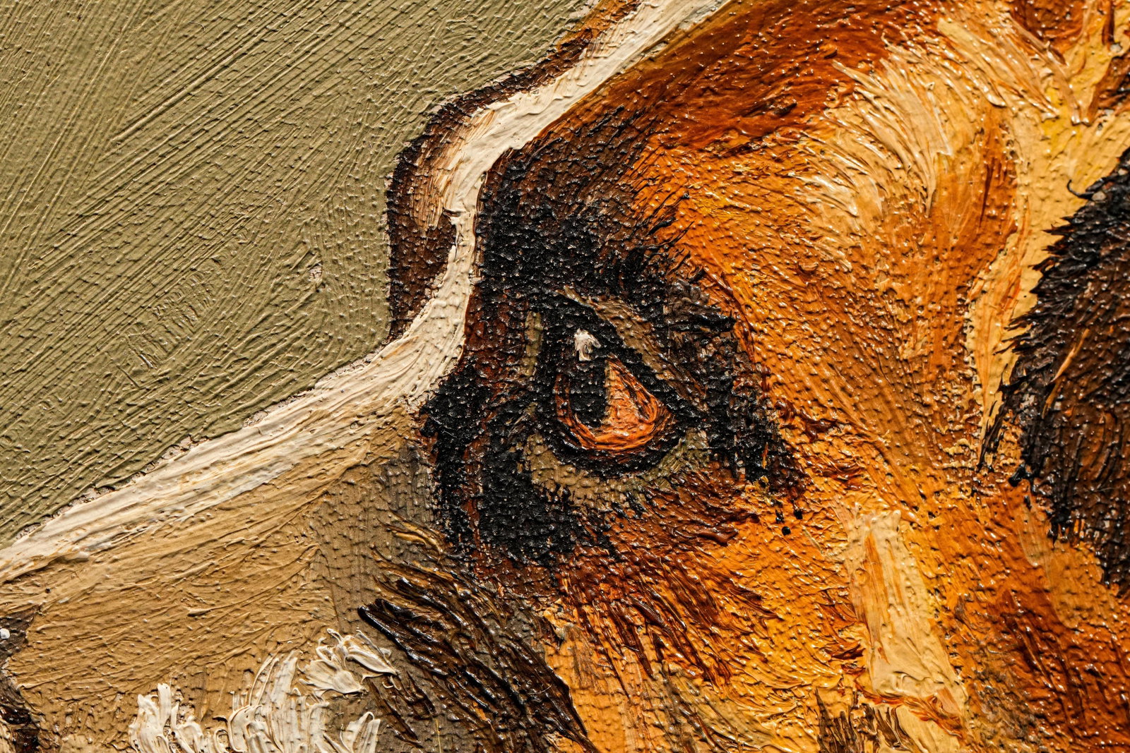 Victorian Antique Oil Painting Portrait of Pet St. Bernard Dog Ornate Gold Frame - 6