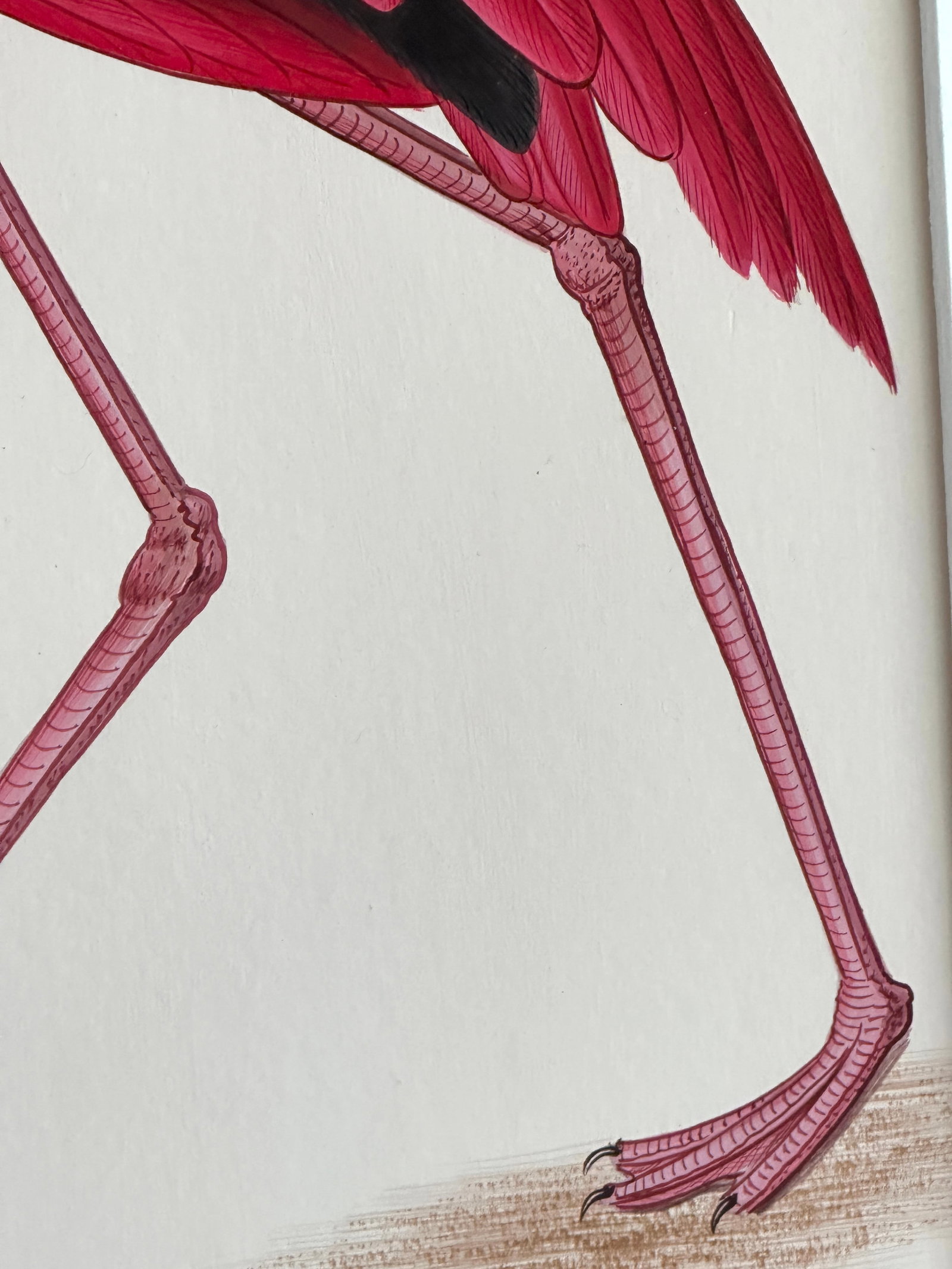 Large Original Hand-Painted Flamingo Painting, Framed - 3