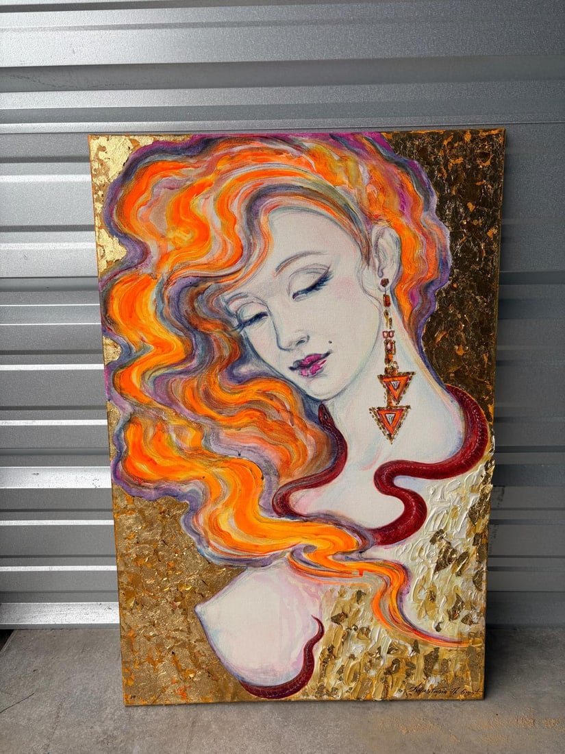 Original Signed Gold Leaf Portrait "Love" by Anastasia the Great - 2