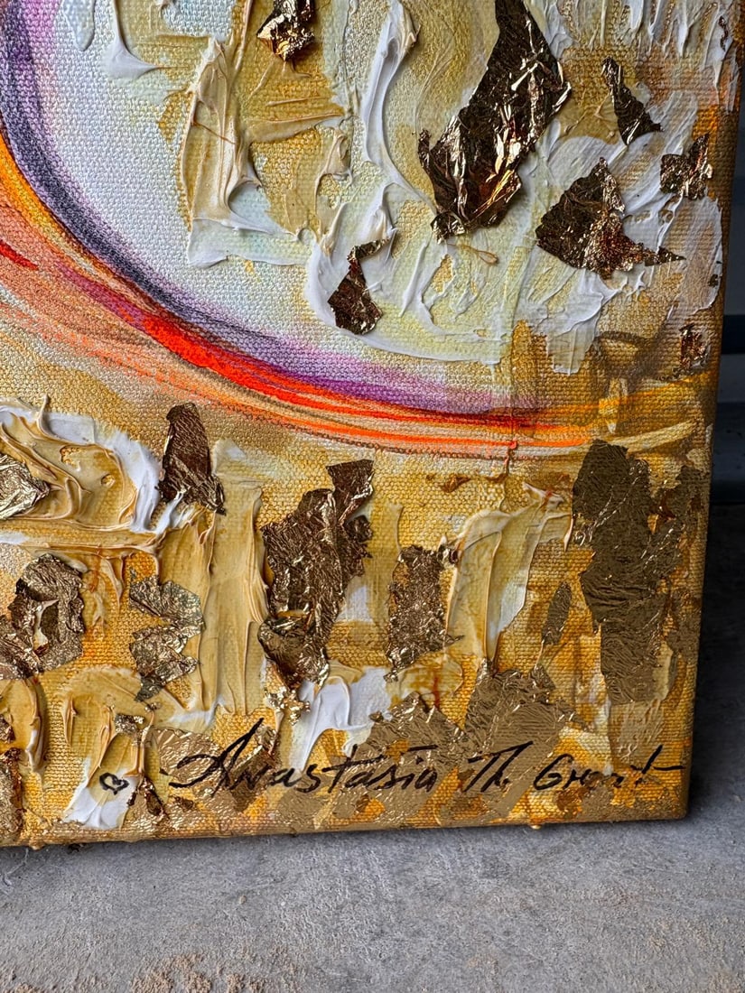 Original Signed Gold Leaf Portrait "Love" by Anastasia the Great - 3