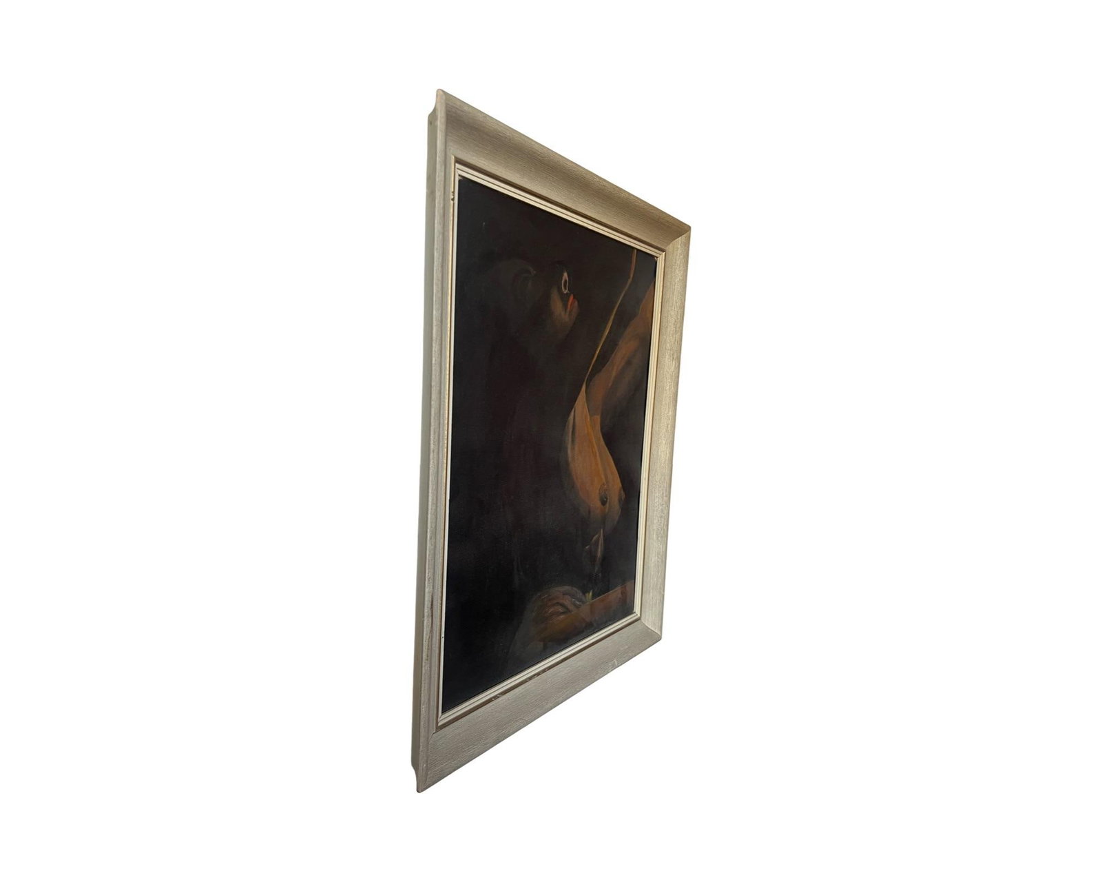 Vintage Mid Century Nude Women Canvas Framed Oil Painting Signed - 2