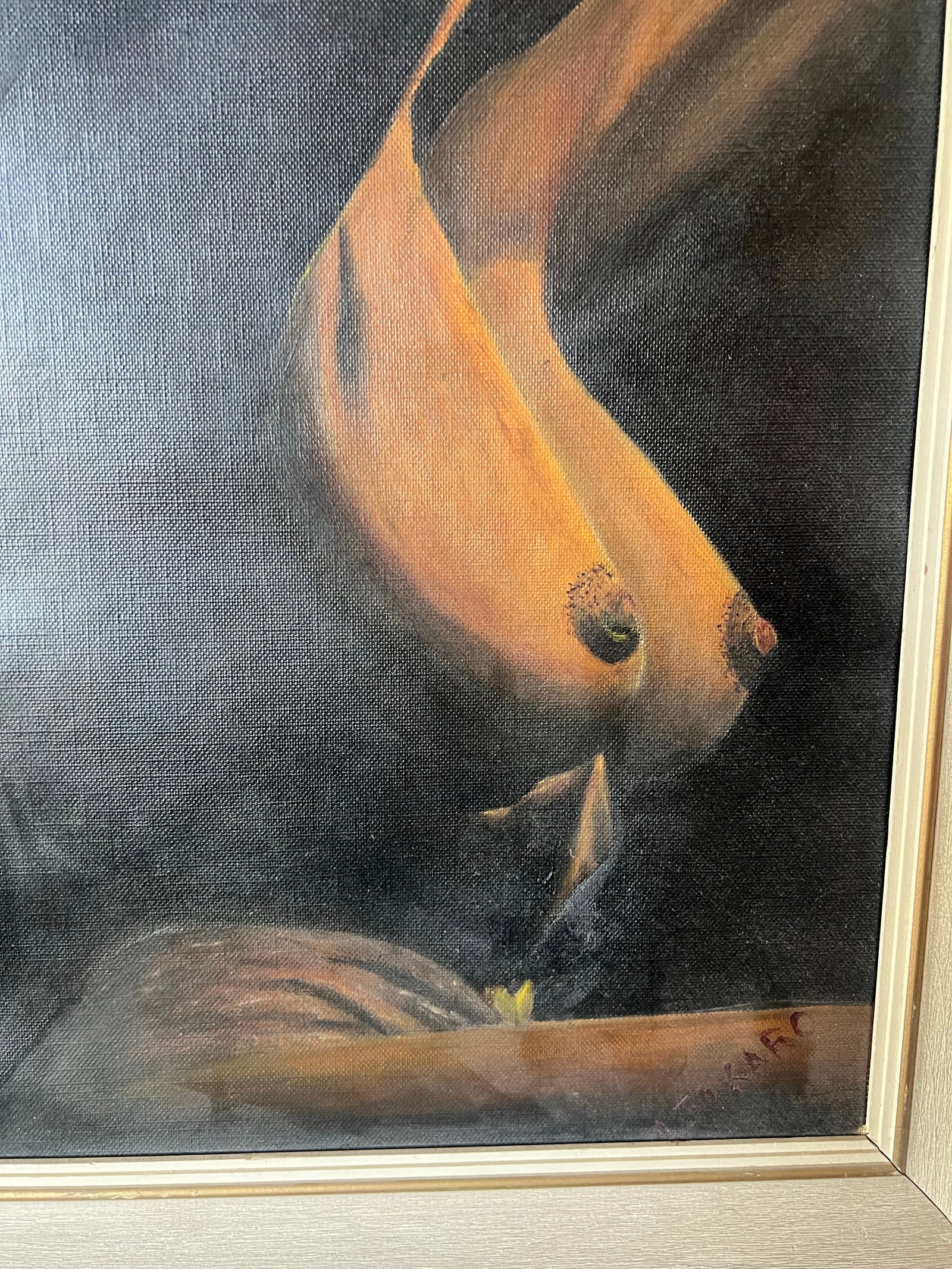 Vintage Mid Century Nude Women Canvas Framed Oil Painting Signed - 3